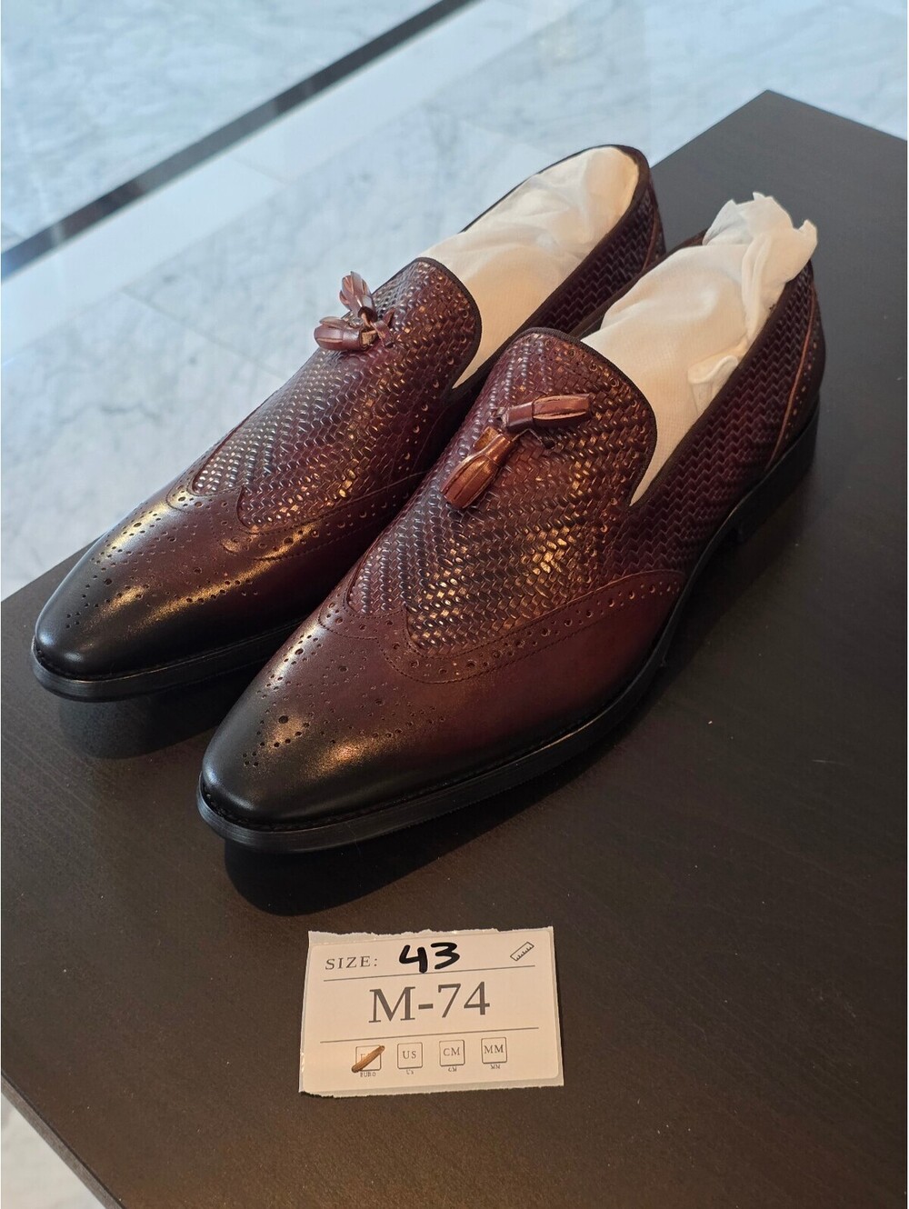 Men's Burgundy Leather Loafers with Tassels